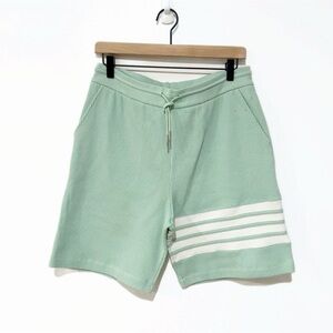 NWT Thom Browne Waffle 4 Bar Striped Mint Green Drawstring Shorts size 46/US XL